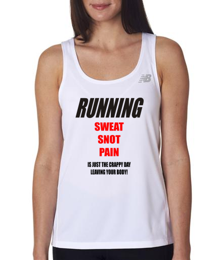 Running - Sweat Snot Pain - NB Ladies White Singlet